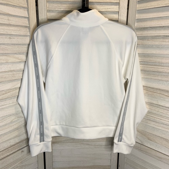 New Balance White and Gray Logo Stripe Long Sleeve Half Zip Pullover Top L - Picture 5 of 14